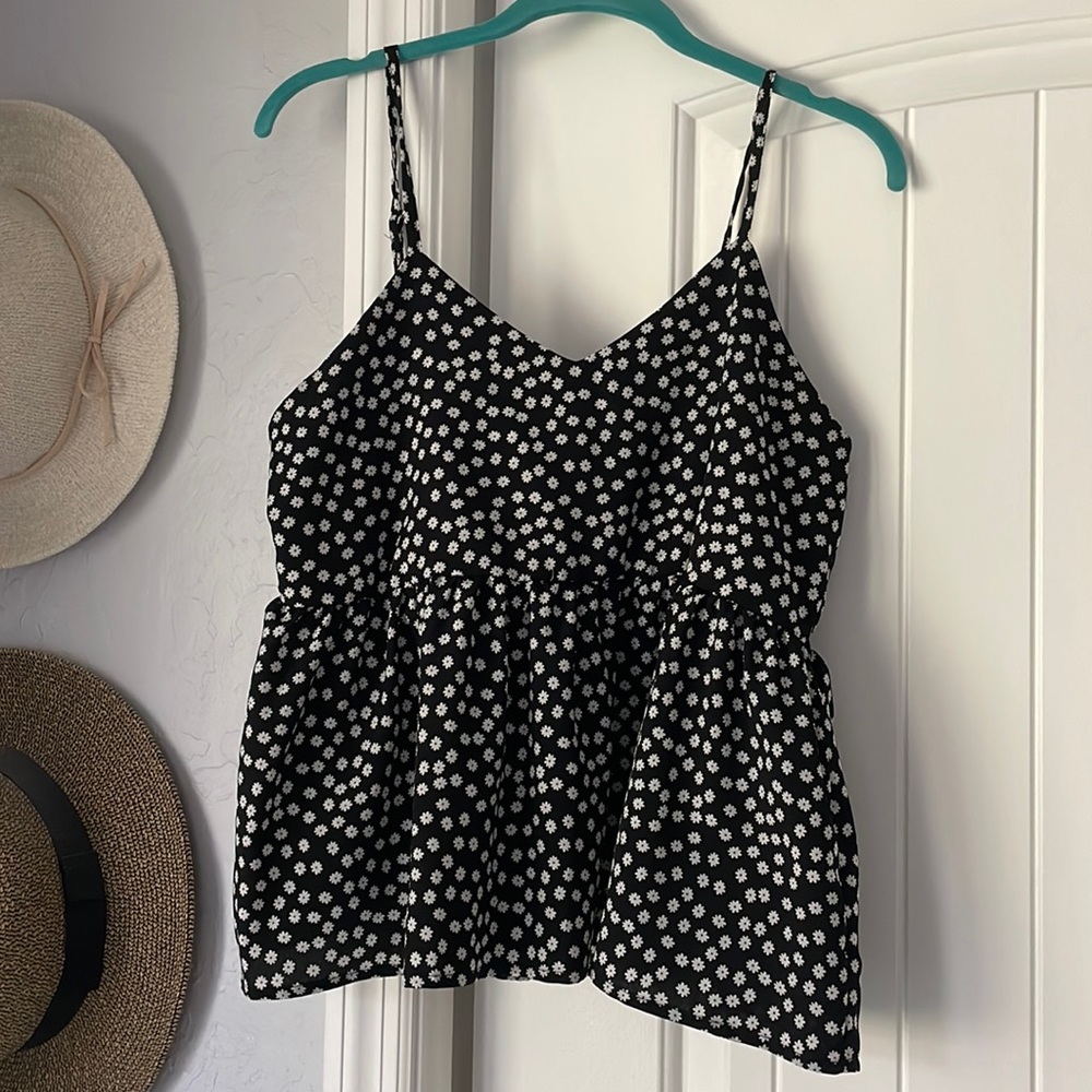 Black and white floral tank